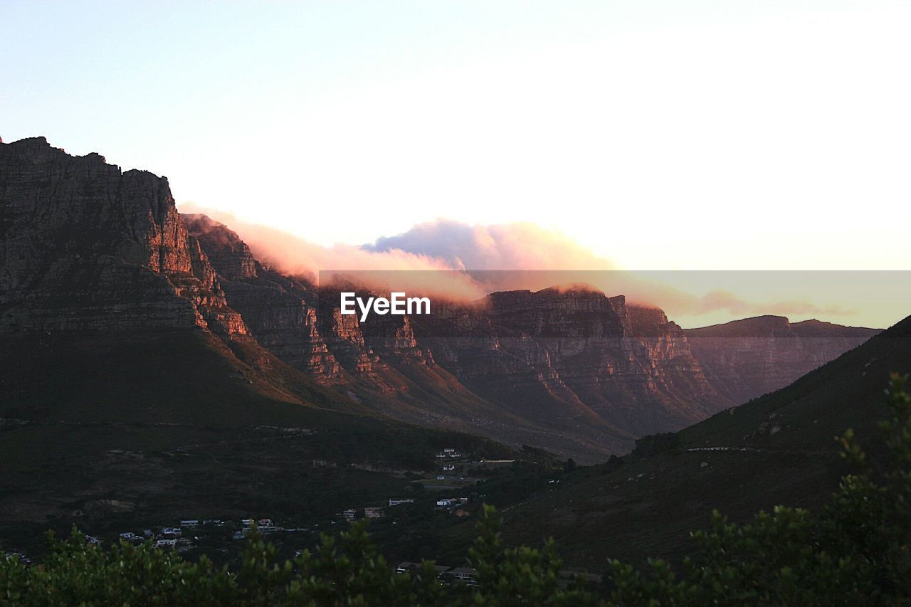 Scenic view of mountains against sky