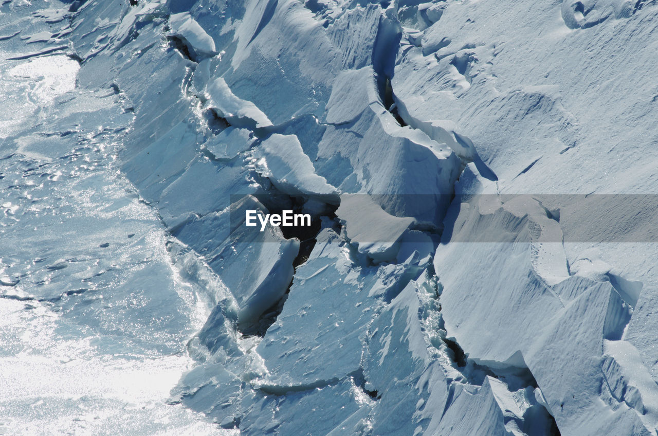 High angle view of snow covered land