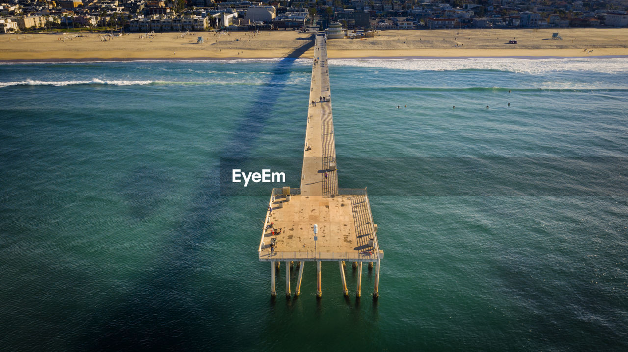High angle view of pier over sea 