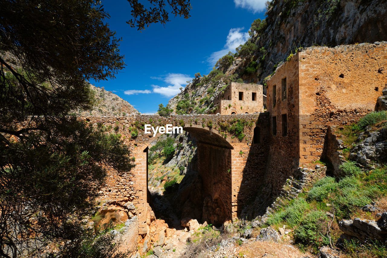 Riuns of katholiko monastery, chania region on crete island, greece