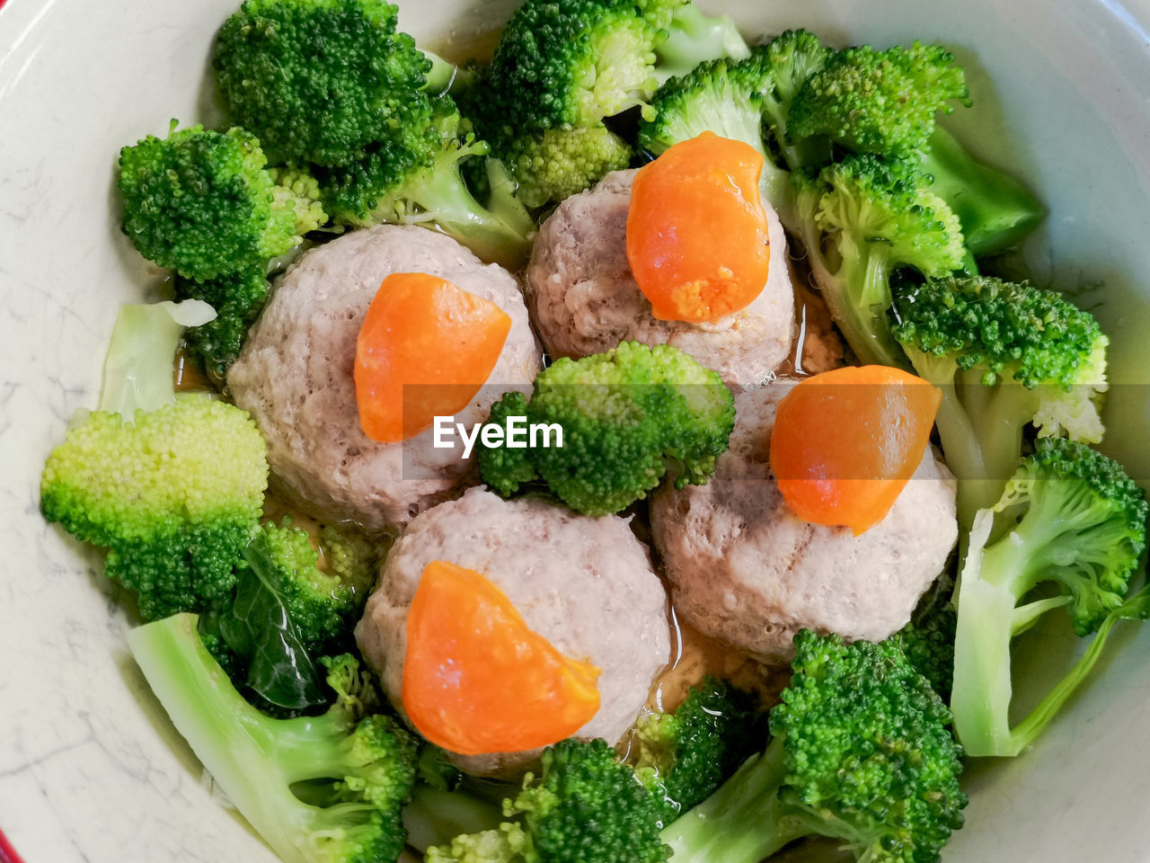 High angle view of broccoli in bowl