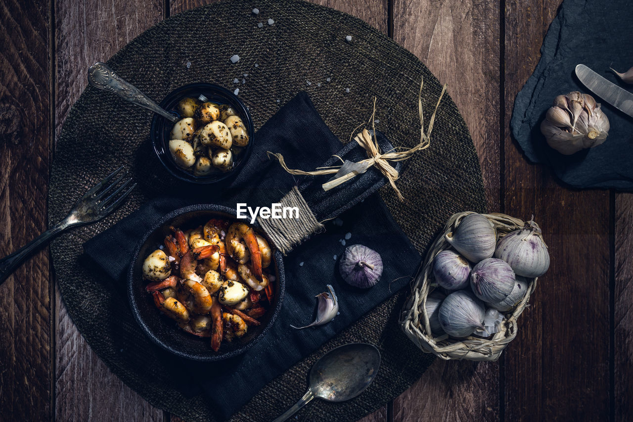 High angle view of food on table