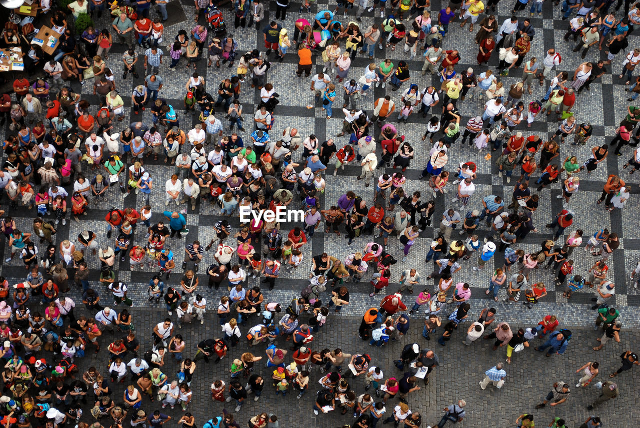 View of crowd on city street