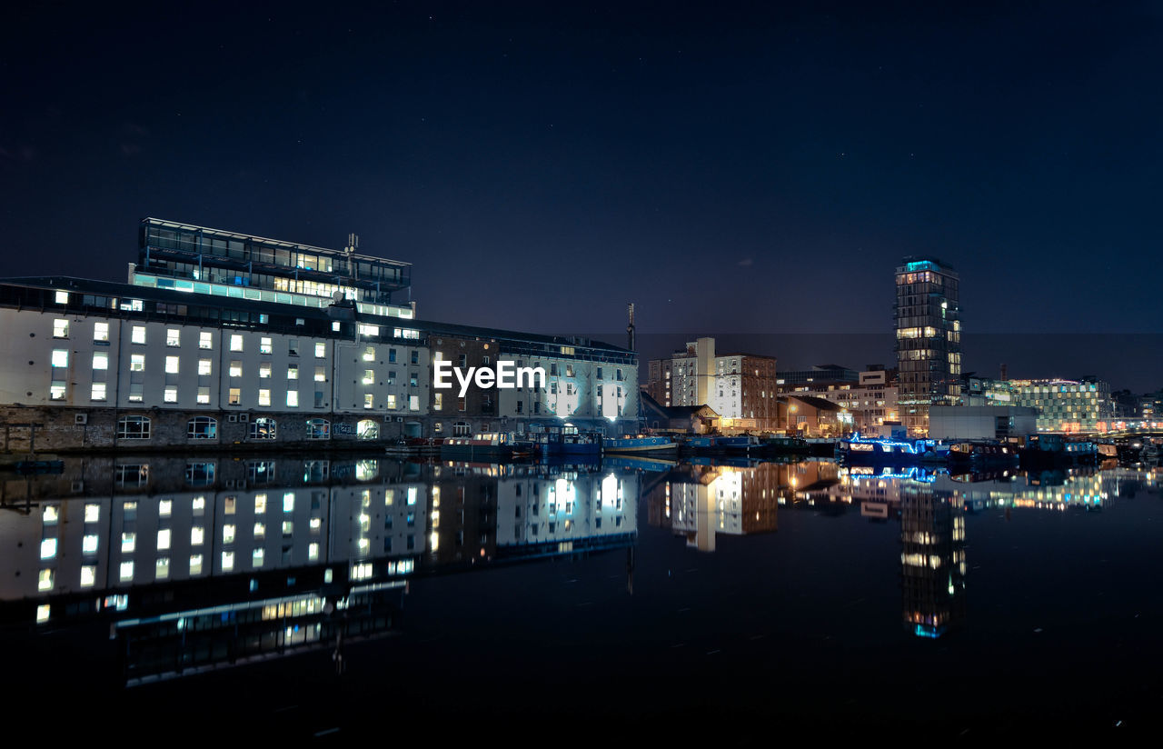 Illuminated city at night