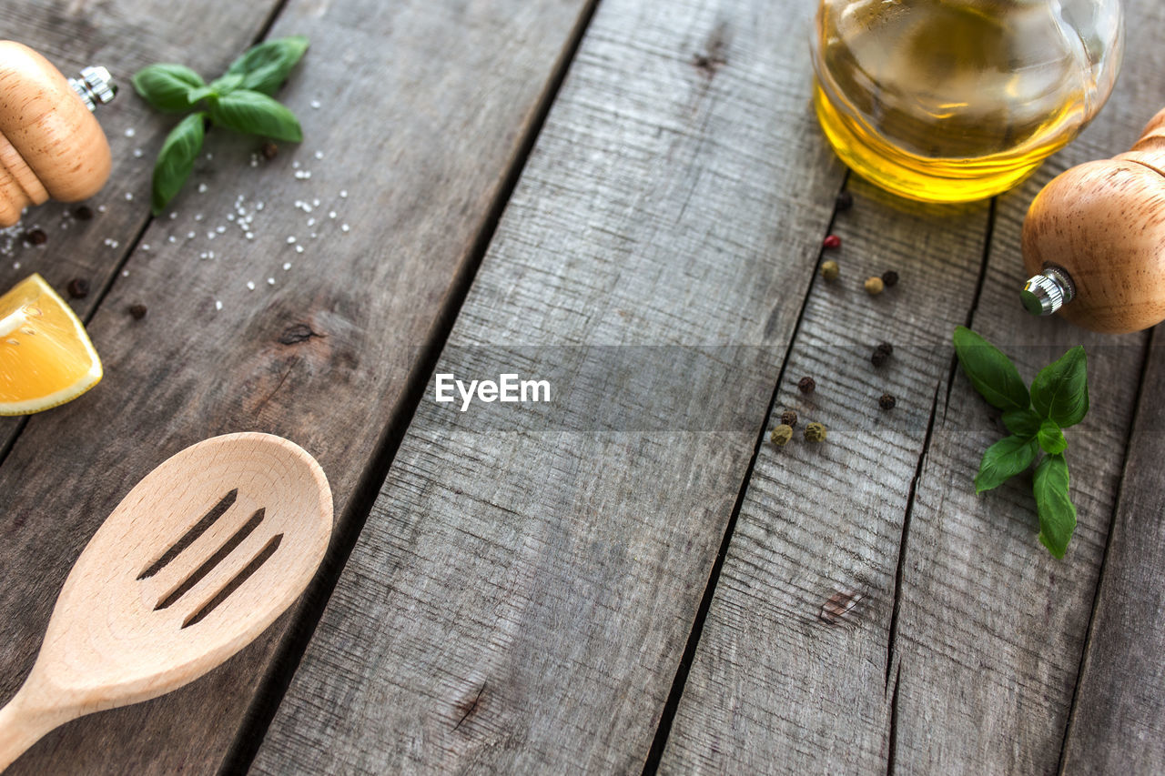 Conceptual flat lay. different seasonings, cooking homemade sauce, mayonnnasie, garlic sauce