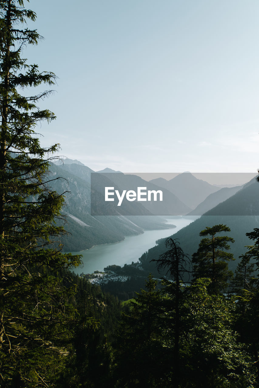 scenic view of mountains against clear sky