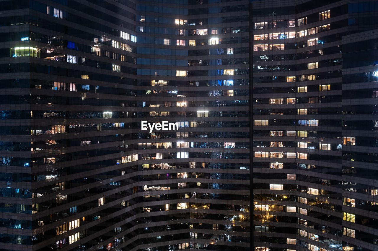 low angle view of illuminated lights at night