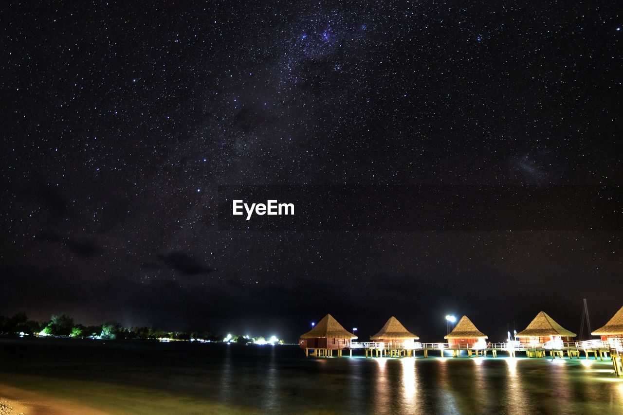 Scenic view of illuminated star field against sky at night