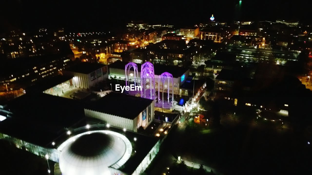 Illuminated city at night