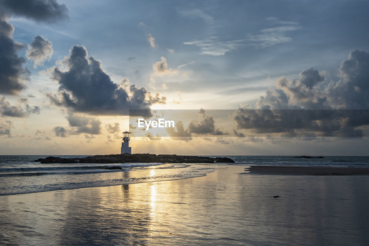 Sunset at the beach of khao lak at the andaman coast in thailand