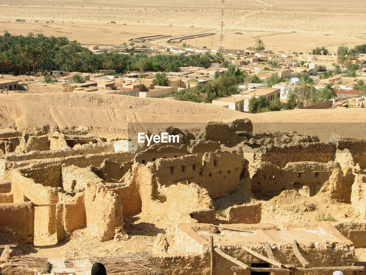  aerial view of buildings of oasis de chebika.