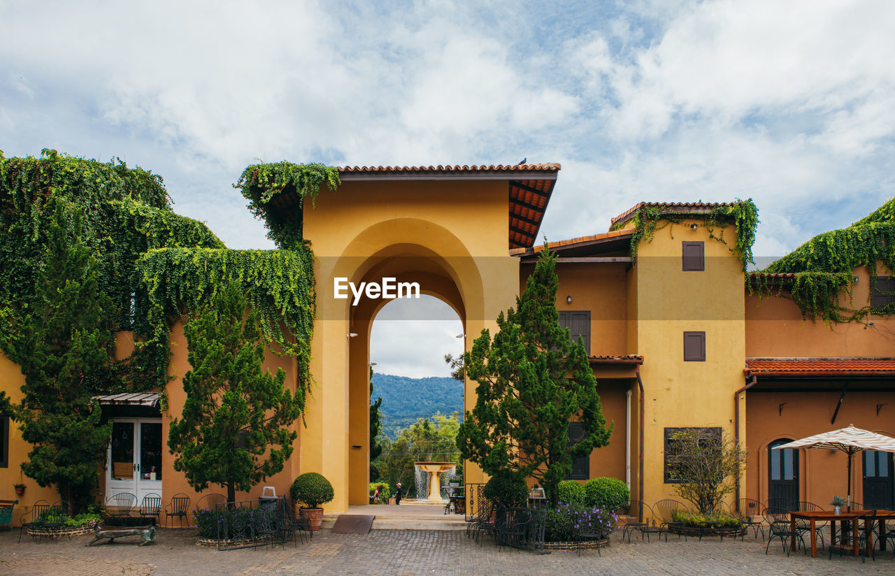 Entrance of building against sky