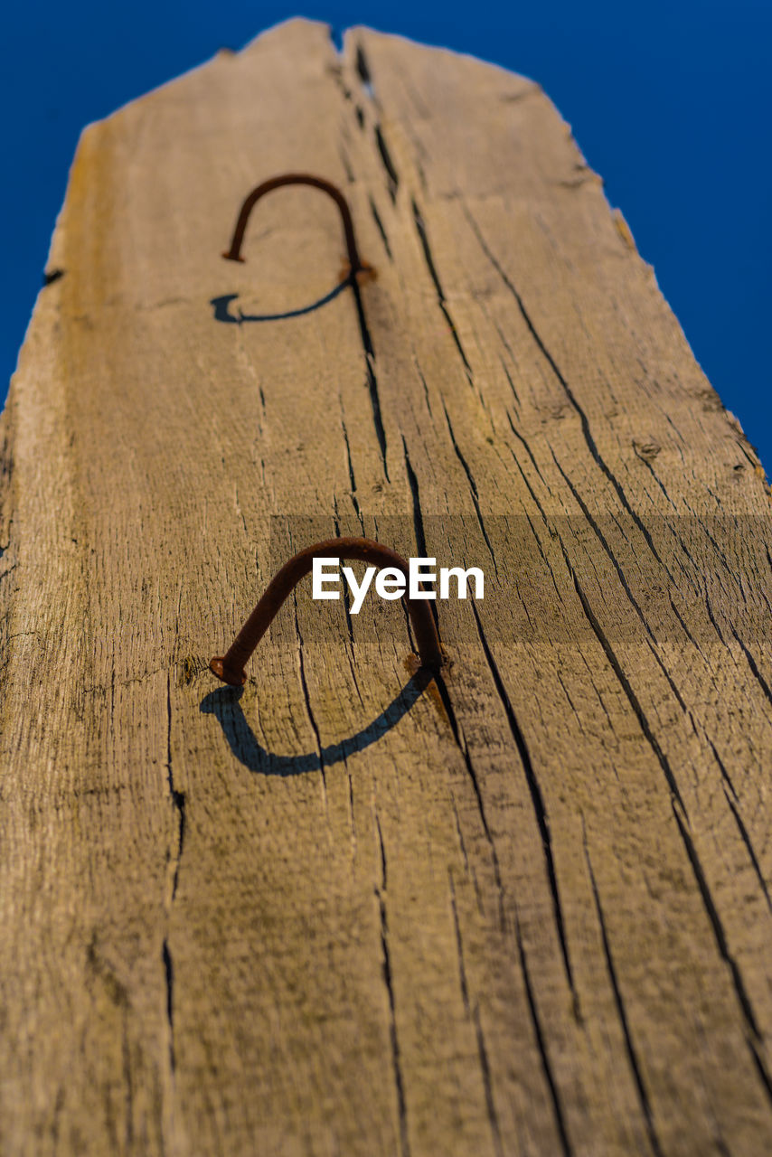 High angle view of wooden plank