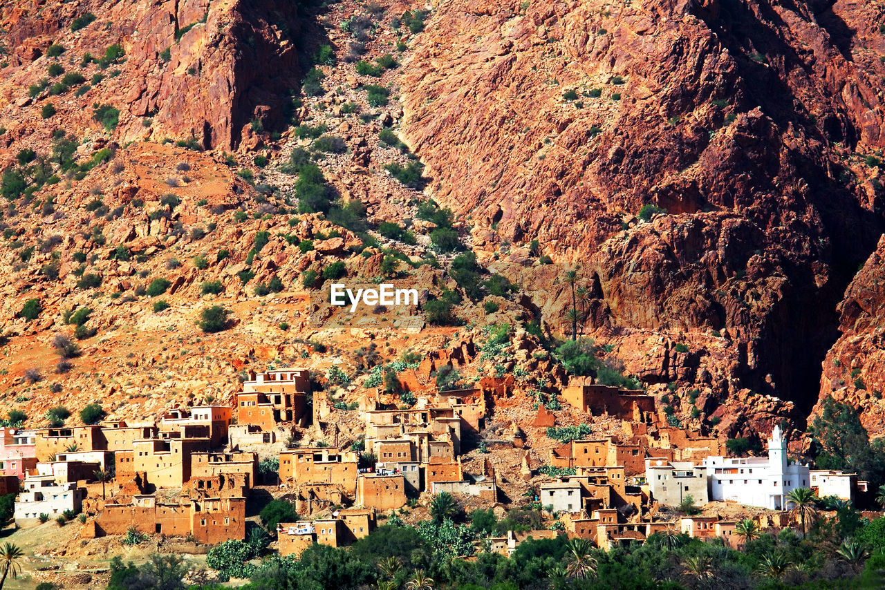 View of houses on mountain