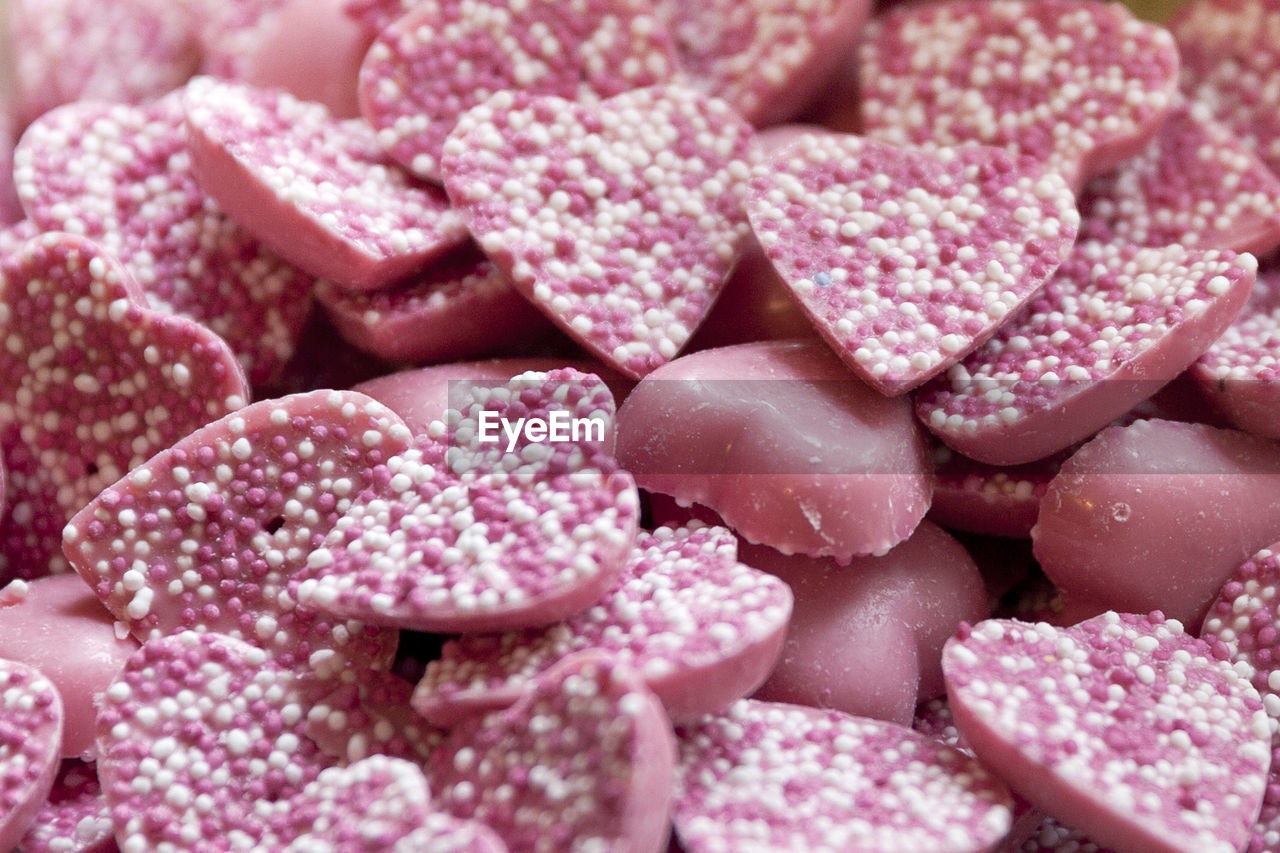 Full frame shot of pink candies