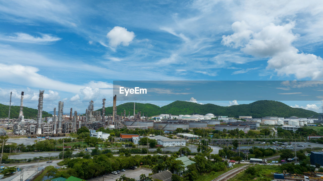 high angle view of cityscape against sky