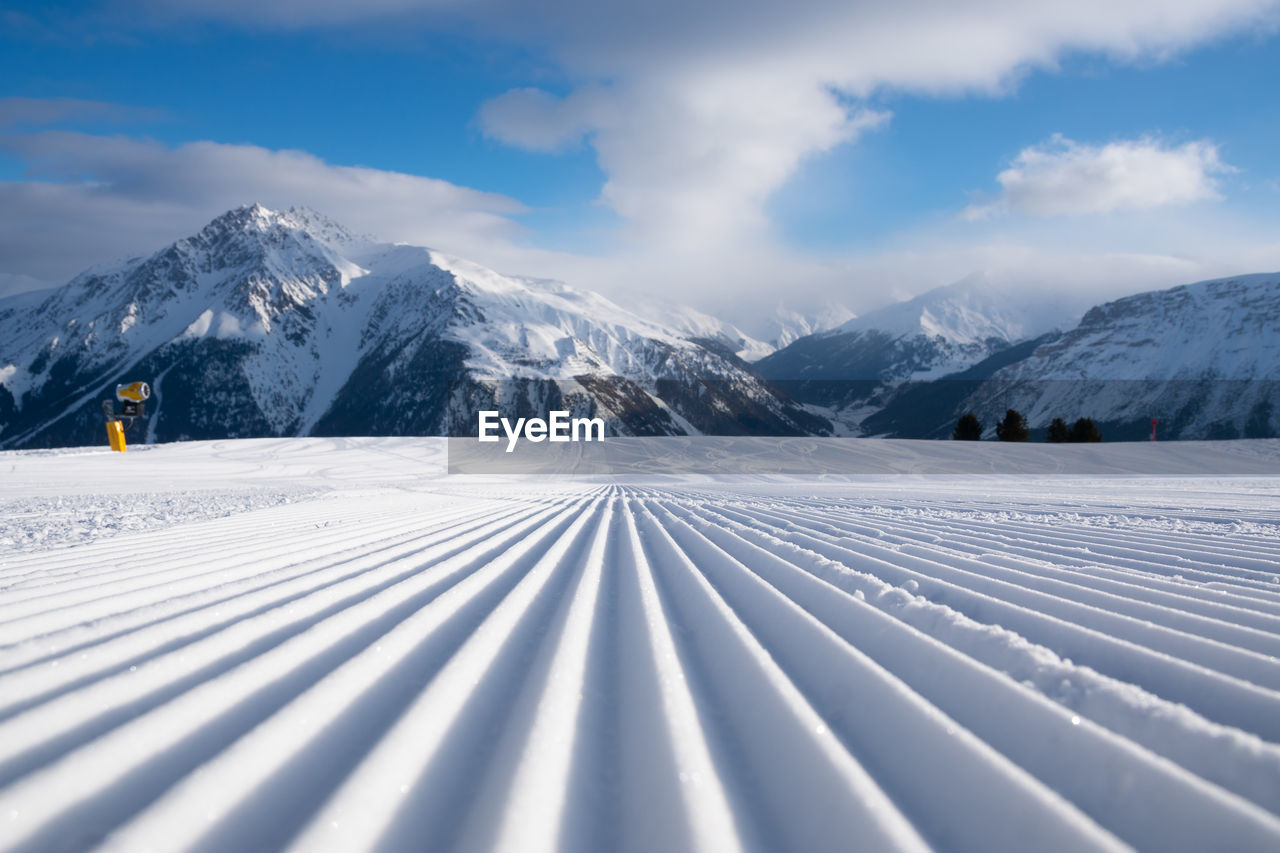 Snow covered land