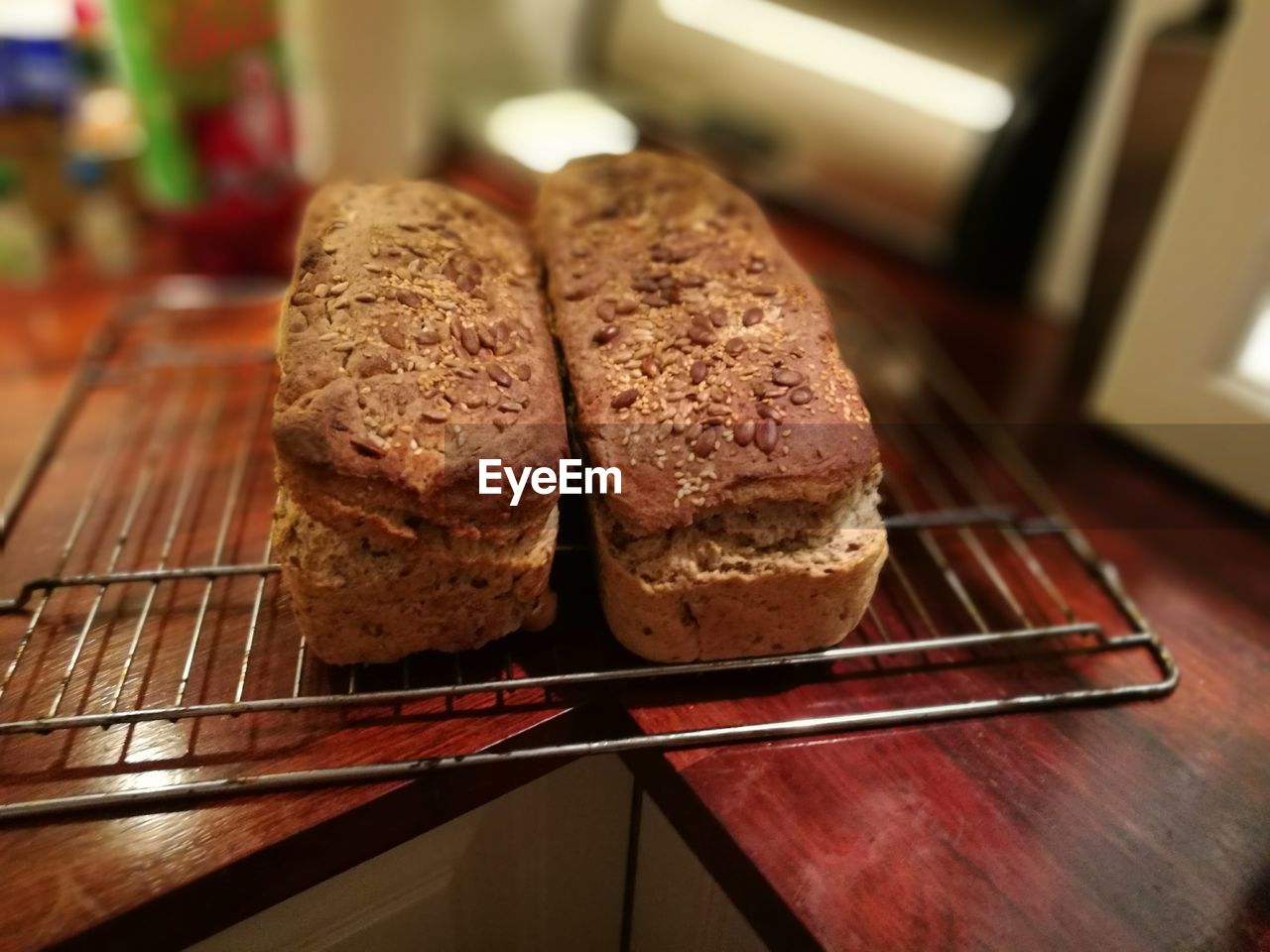 Close-up of bread on cooling rack