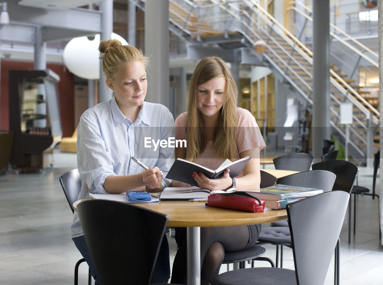 University students studying in cafe