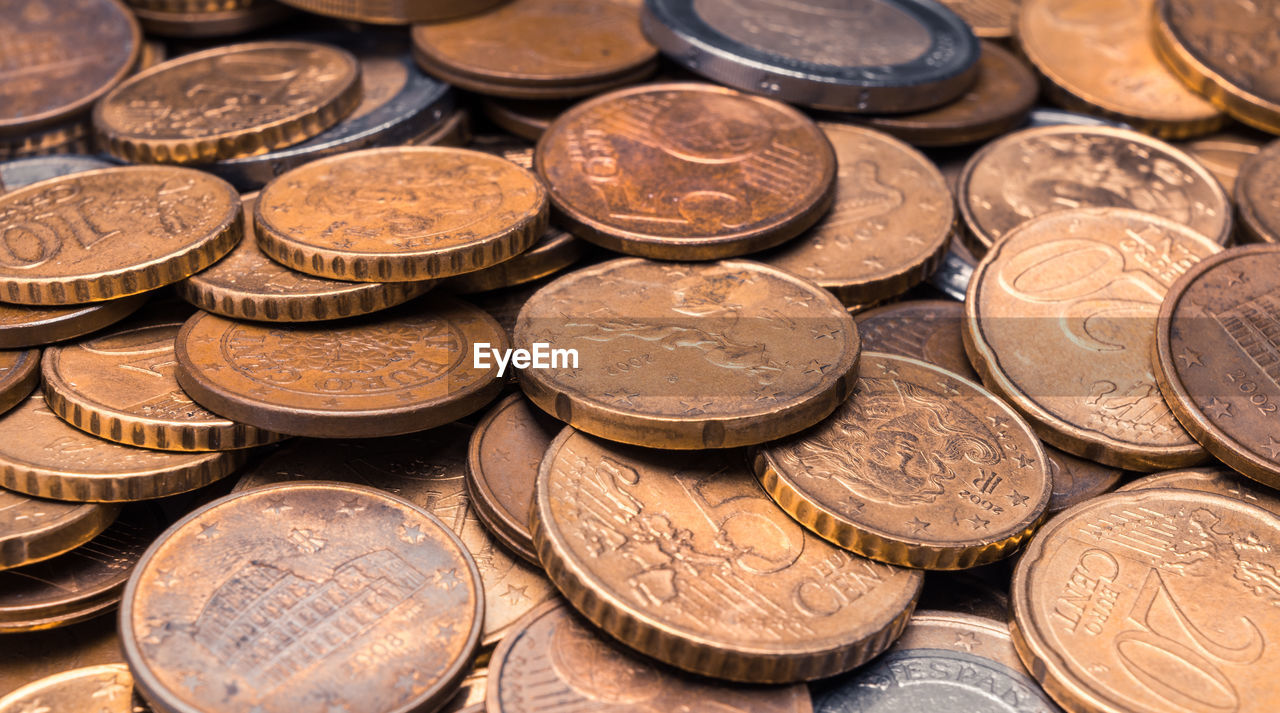 Full frame shot of coins