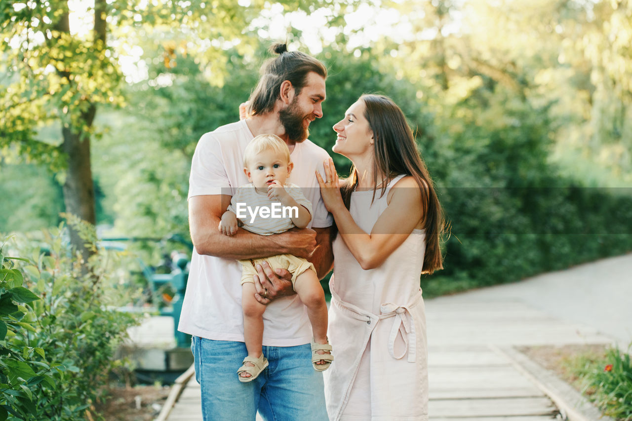 Cheerful family at park