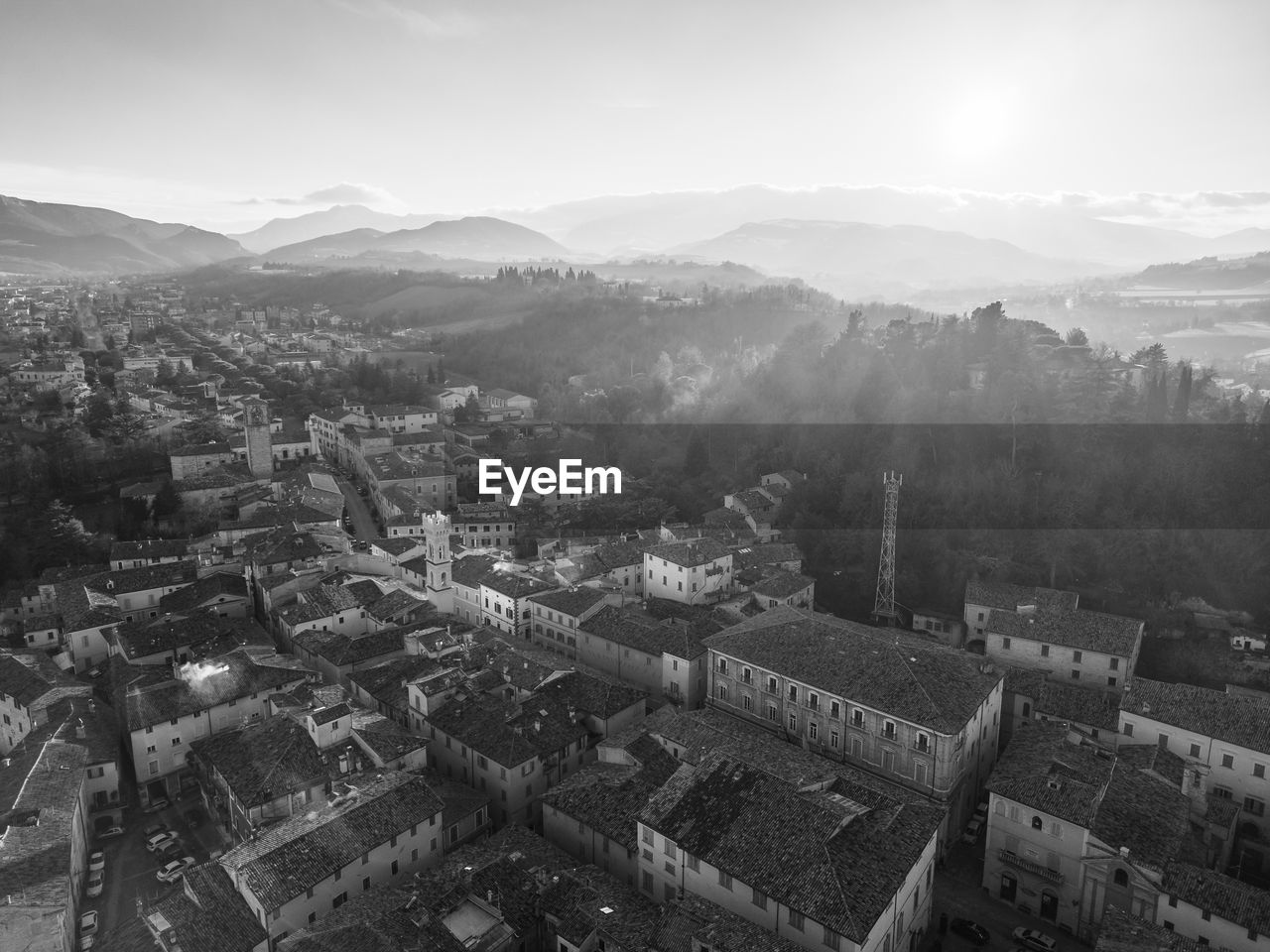 Aerial view of the medieval village of pergola