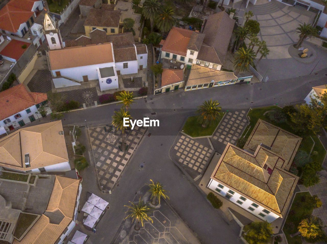 HIGH ANGLE VIEW OF BUILDINGS AND TOWN