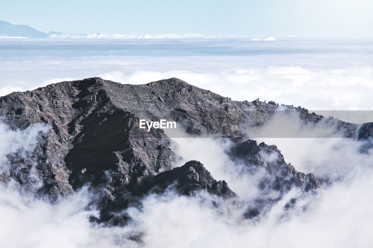 Aerial view of mountain against sky