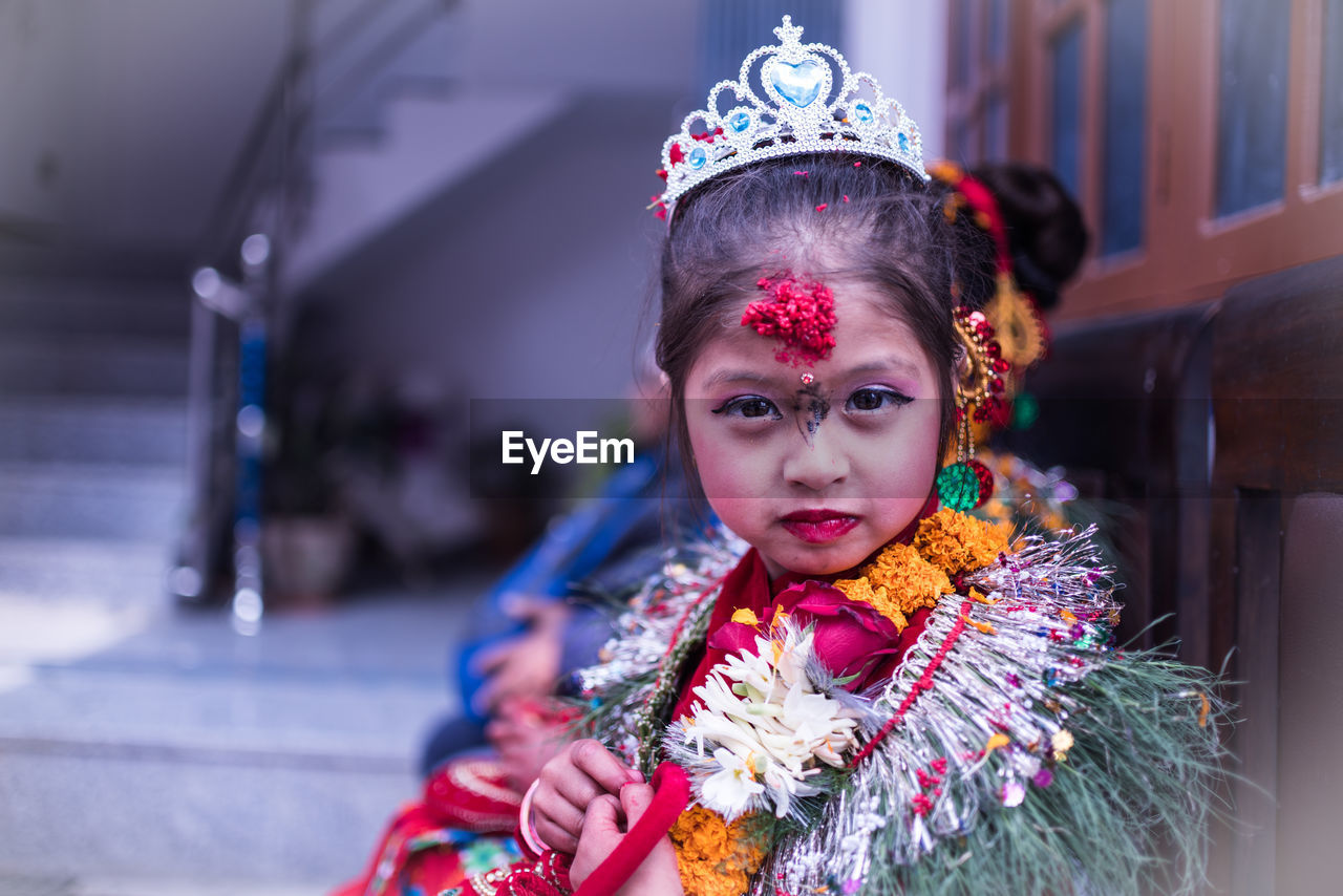 Portrait of girl wearing costume