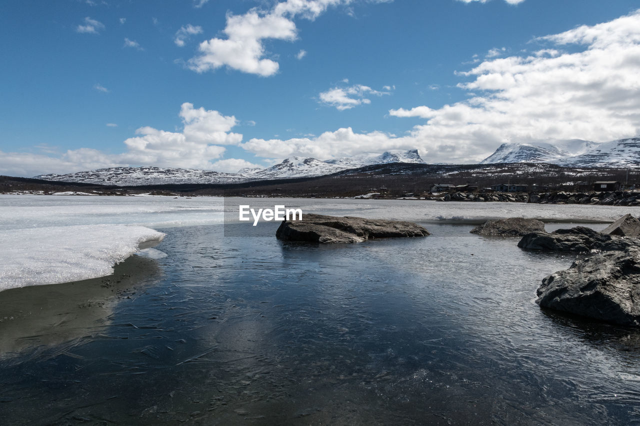 Scenic view of lake against sky