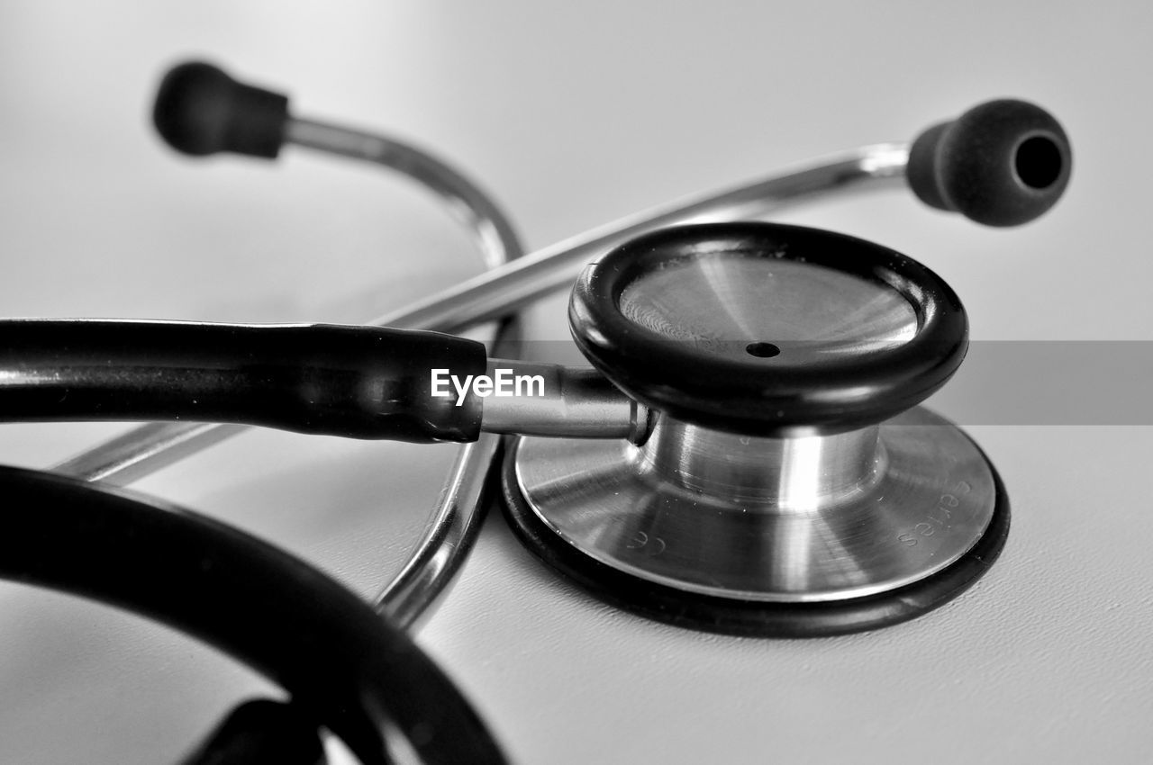 Close up of stethoscope on white background