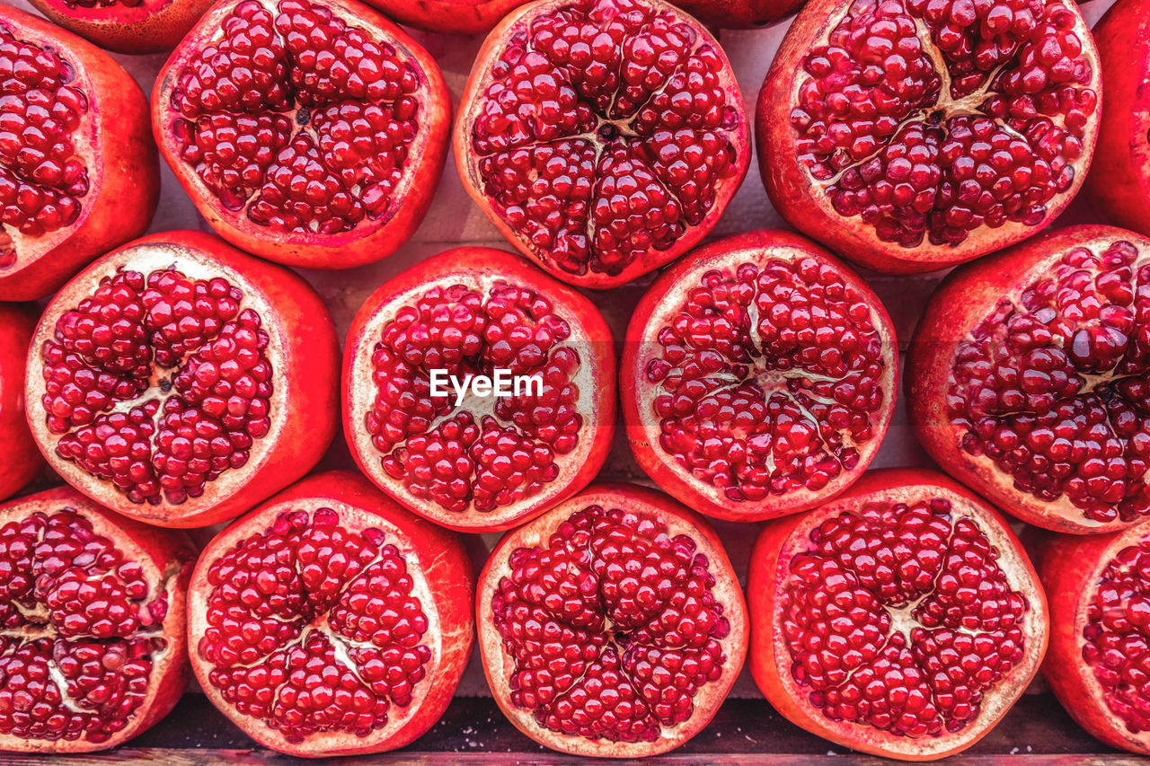 Full frame shot of pomegranate in market stall