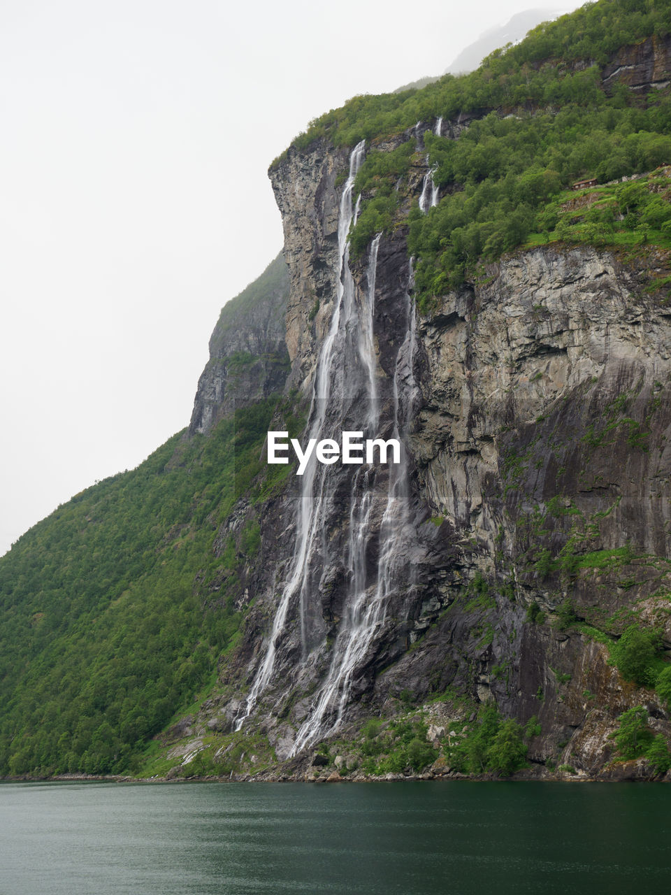 SCENIC VIEW OF WATERFALL ON ROCK FORMATION