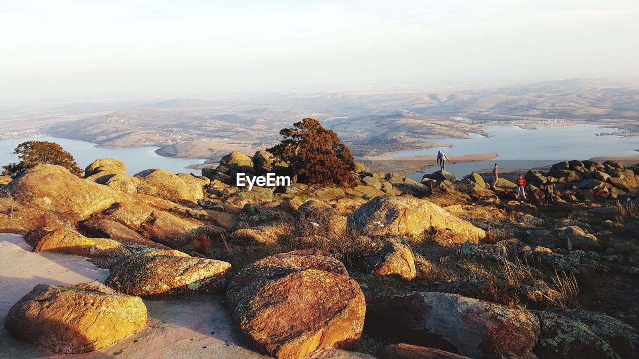 Scenic view of landscape seen from mt scott during foggy weather