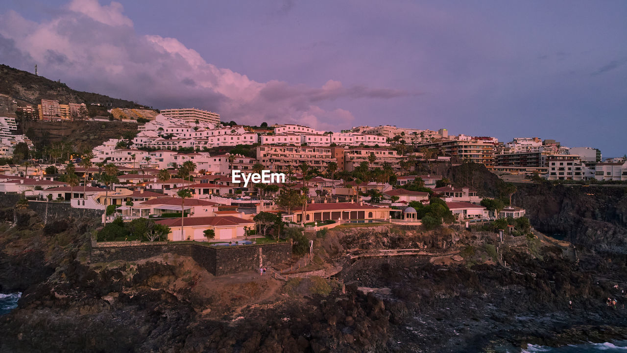 Atlantic ocean and los gigantes view from tenerife island spain at sunset