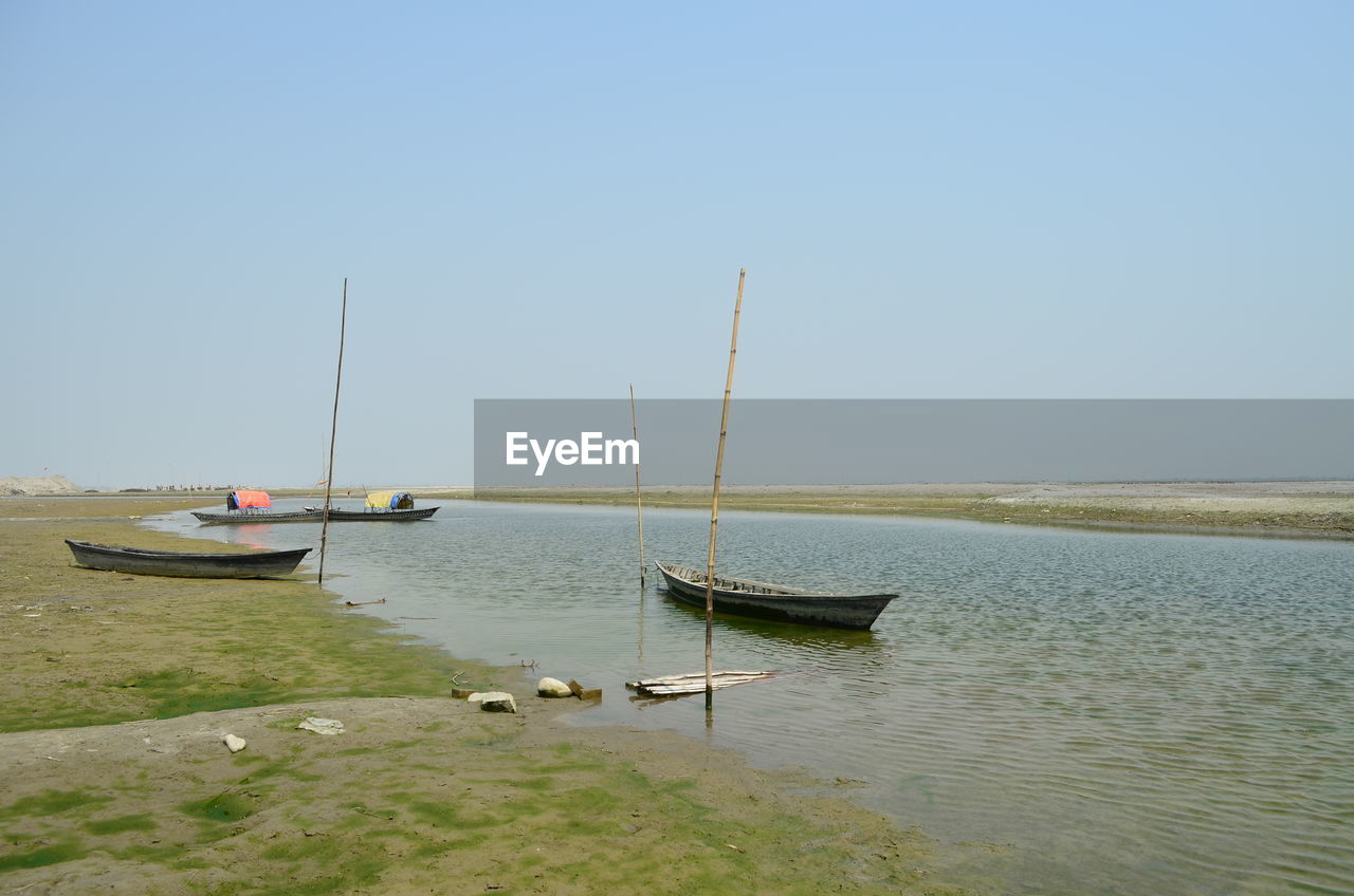 SCENIC VIEW OF SAILBOATS AGAINST CLEAR SKY