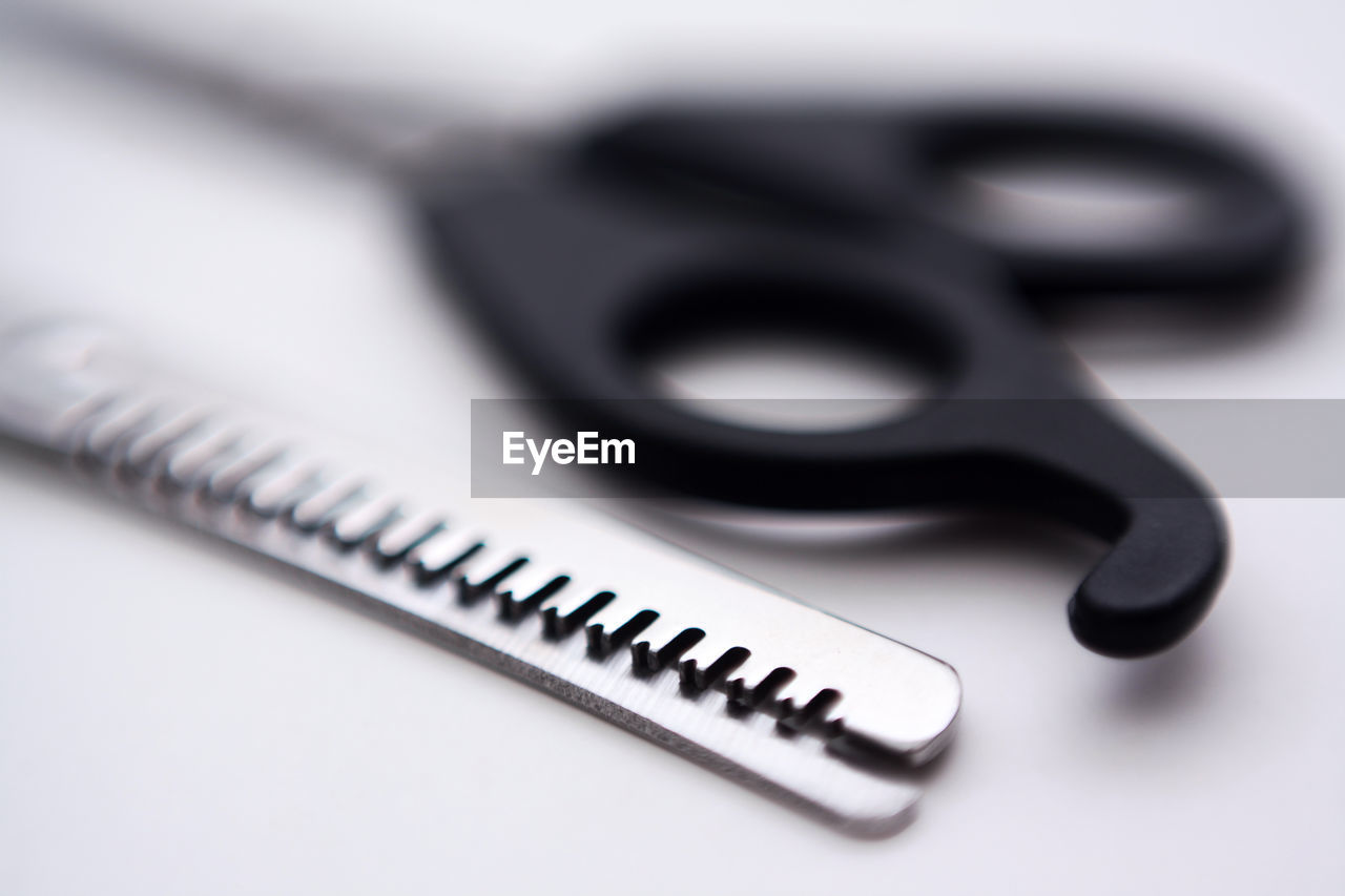 High angle view of scissors on table