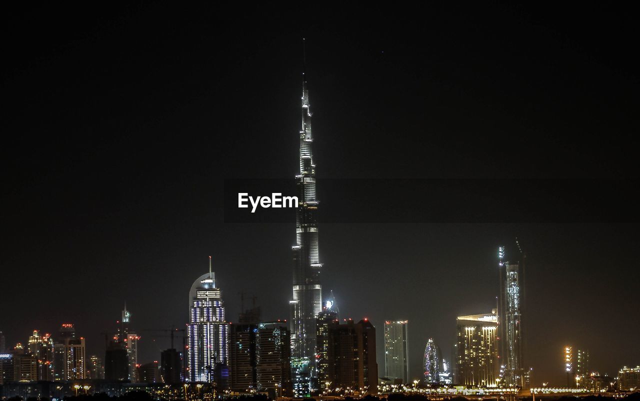 Illuminated city at night