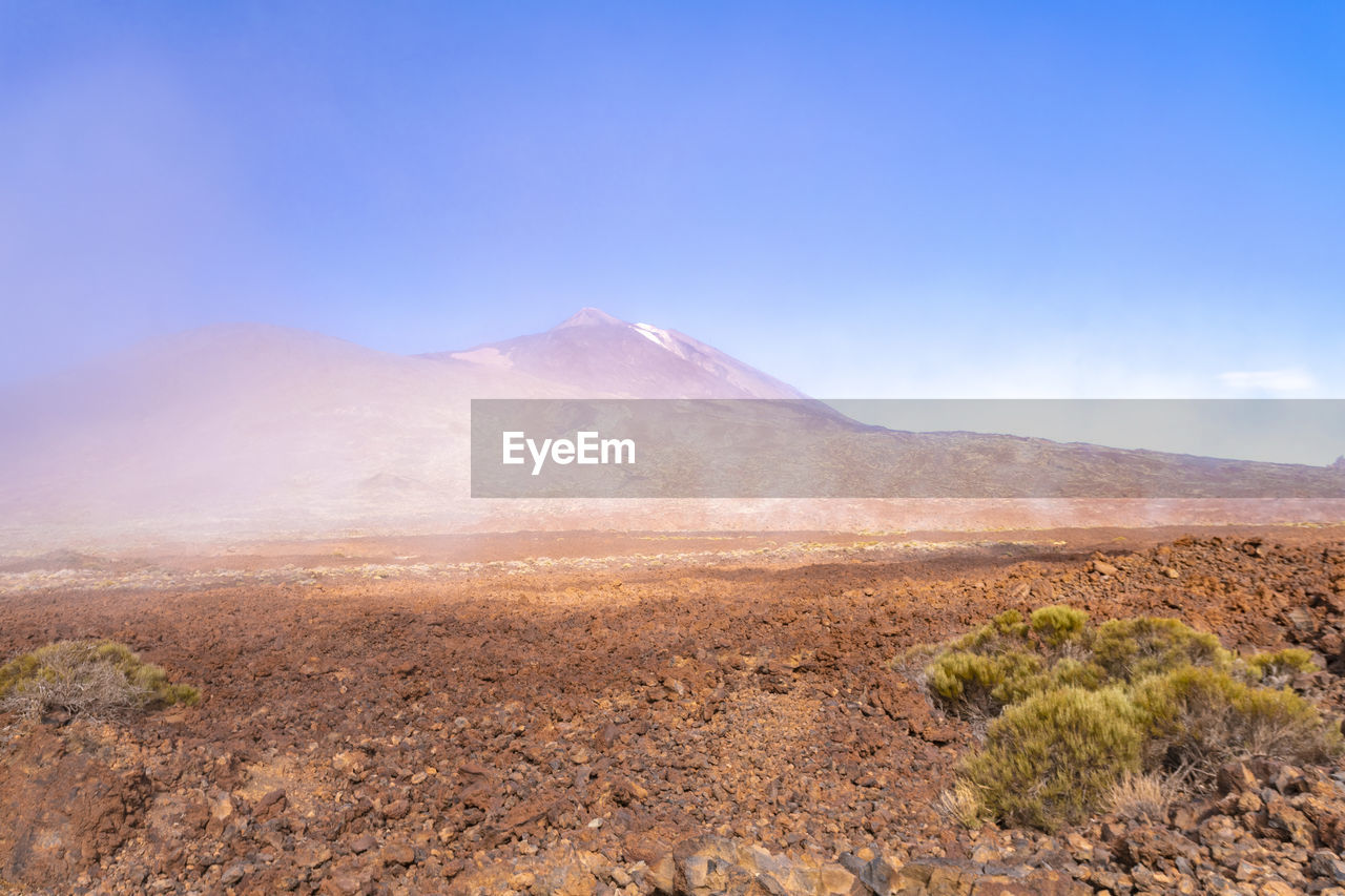 El teide national park with clouds on high altitude