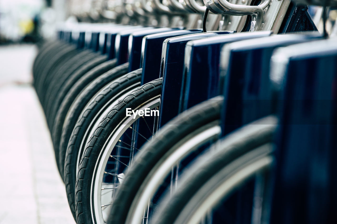 Bicycles in parking lot