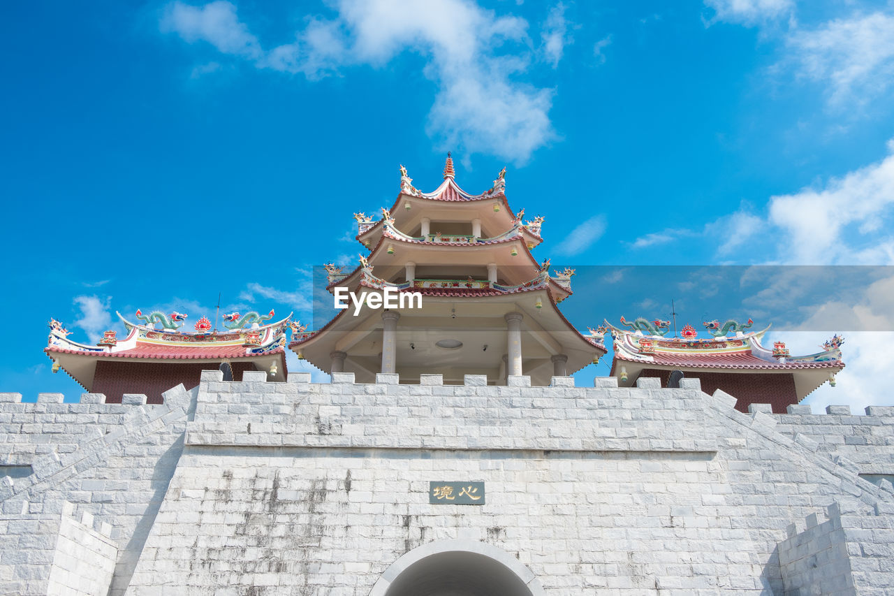 LOW ANGLE VIEW OF TEMPLE AGAINST BUILDING