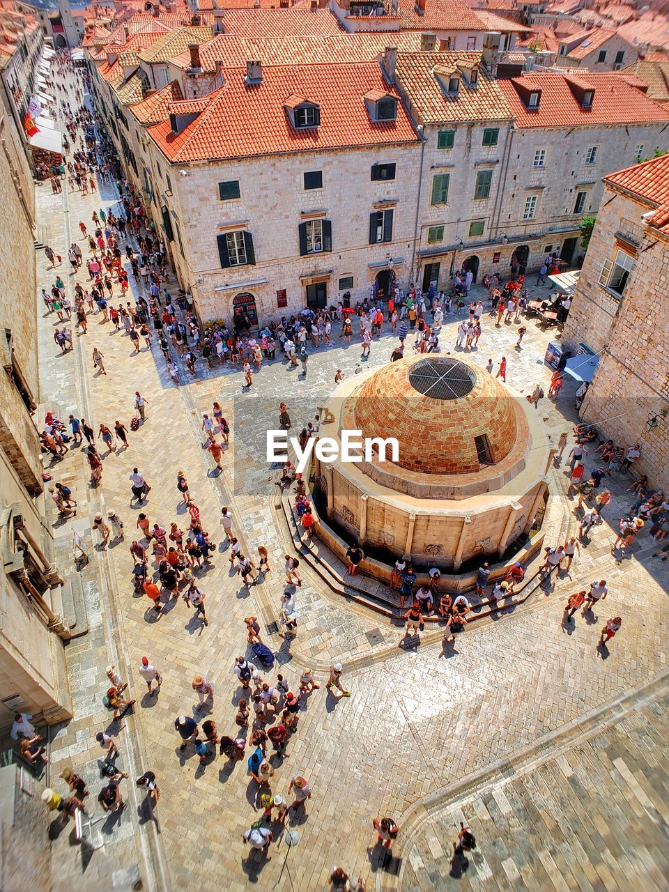 High angle view of people walking in dubrovnik 