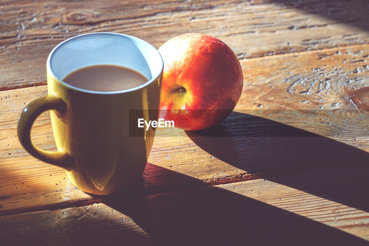 High angle view of breakfast on table