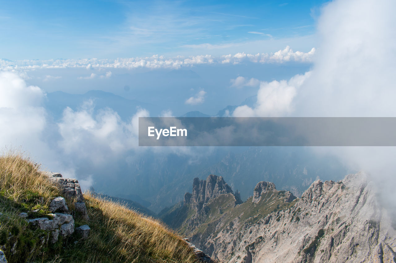 Panoramic view of mountains against sky