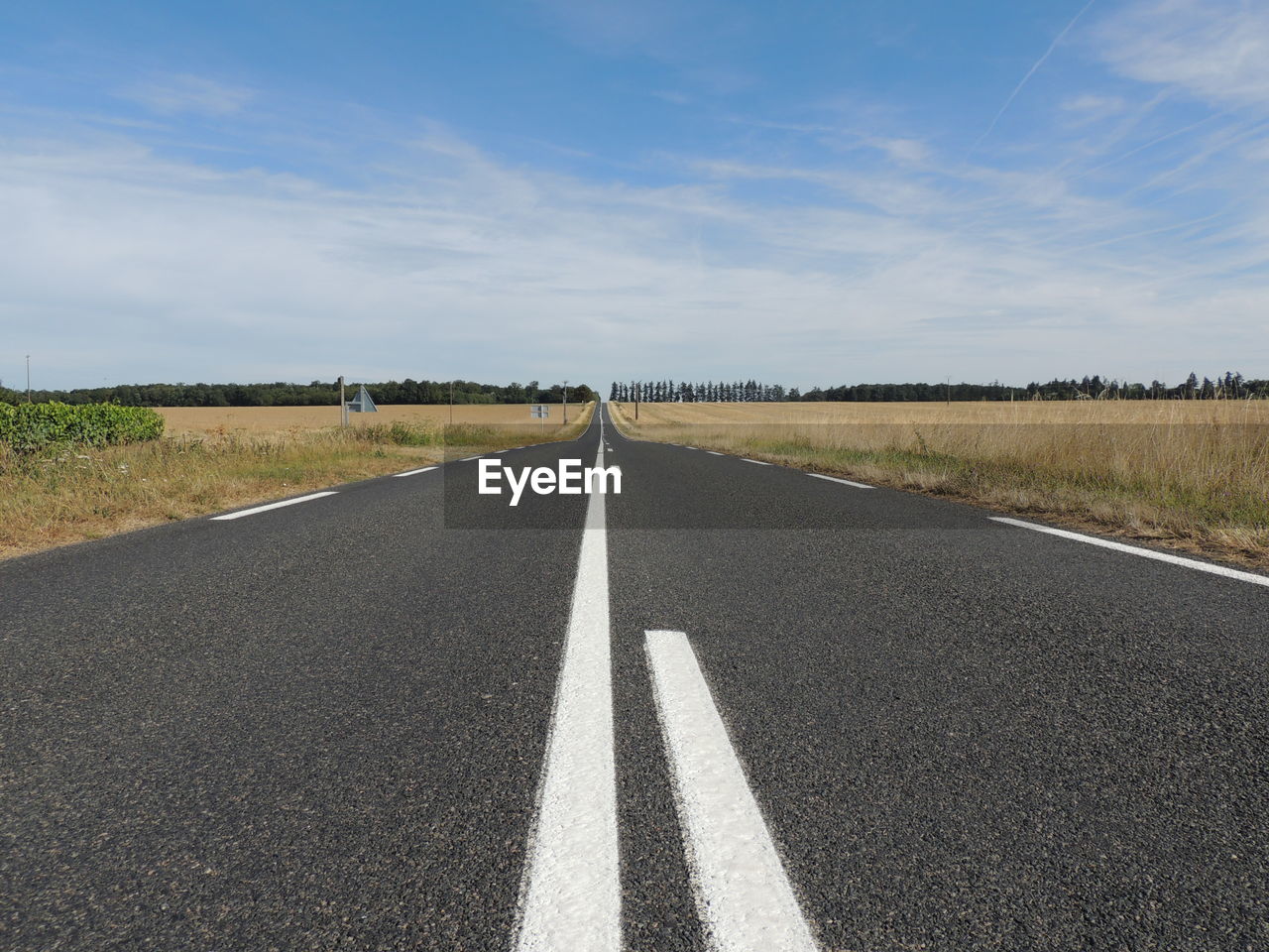 Surface level of road against sky