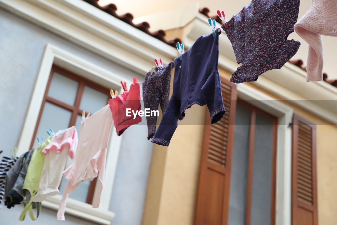 Low angle view of clothes drying