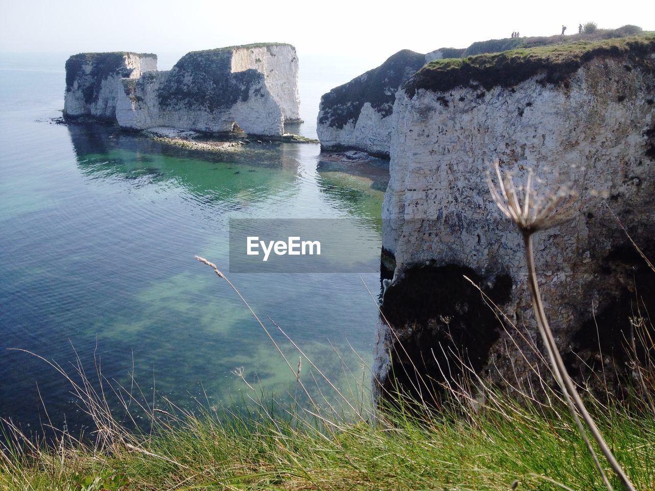 View of rocks in lake