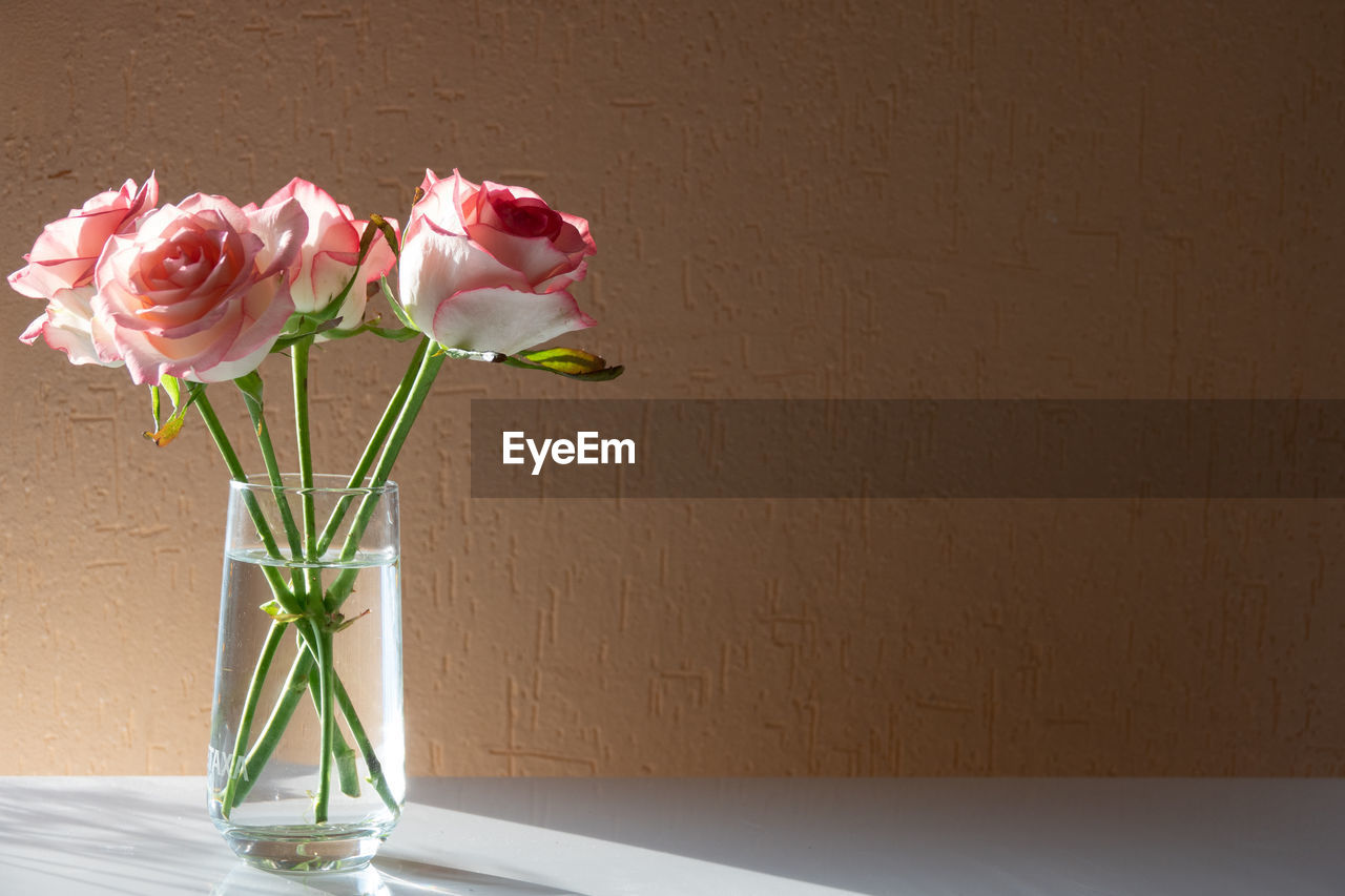 CLOSE-UP OF ROSE BOUQUET IN VASE