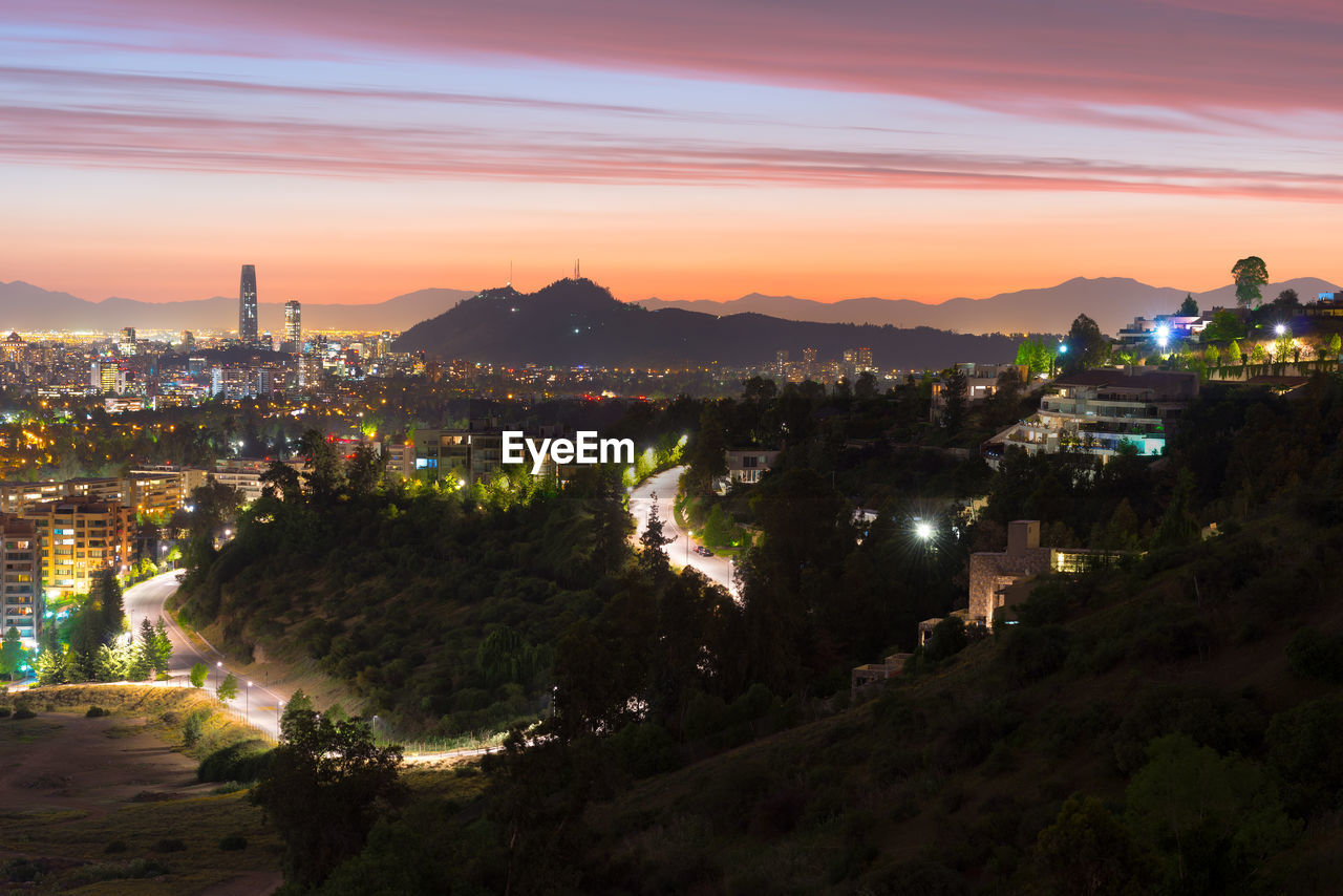 Panoramic view of santiago de chile with las condes and vitacura districts.