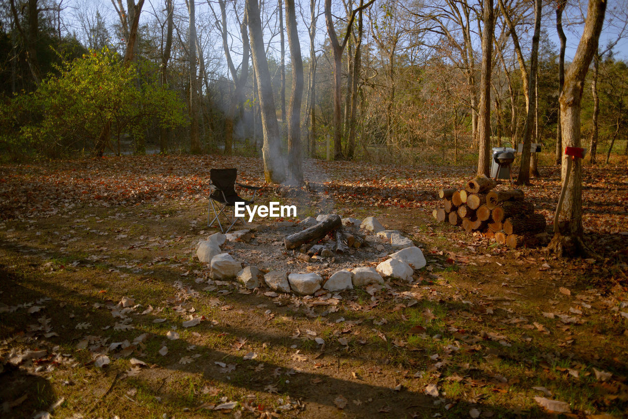 Morning camp fire